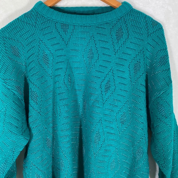 Vintage 80s teal diamond sweater - Picture 5 of 7